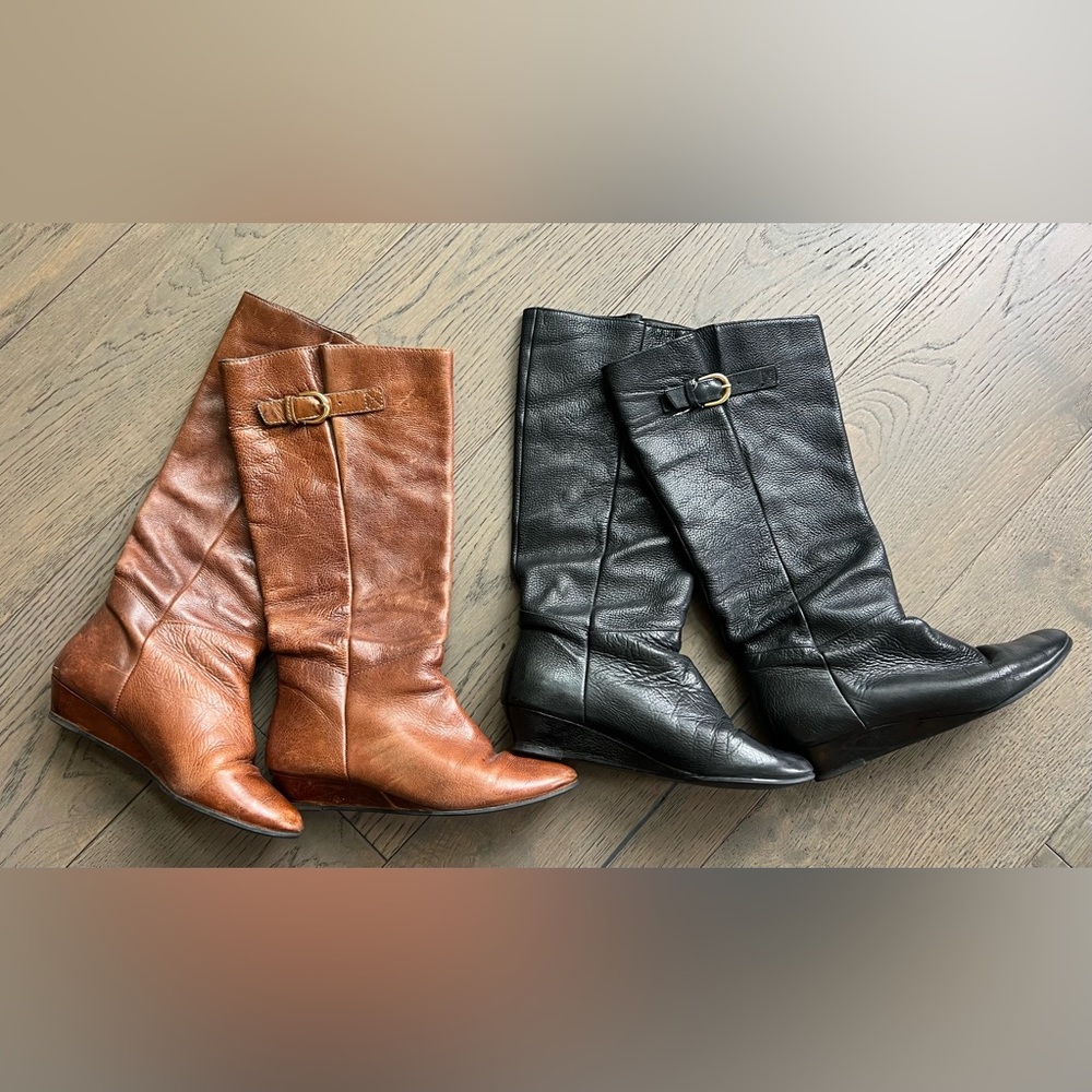 Steve Madden Intyce Cognac and Black Leather Boot Bundle- size 7